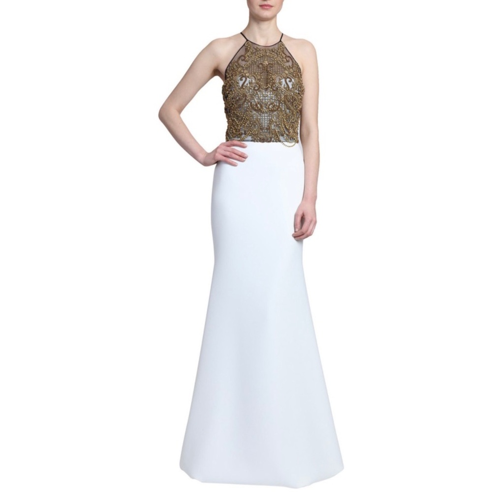 Badgley Mischka Beaded Halter Gown Size 8
